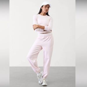 Athleta Forever Fleece High Rise Jogger Pink Size Medium